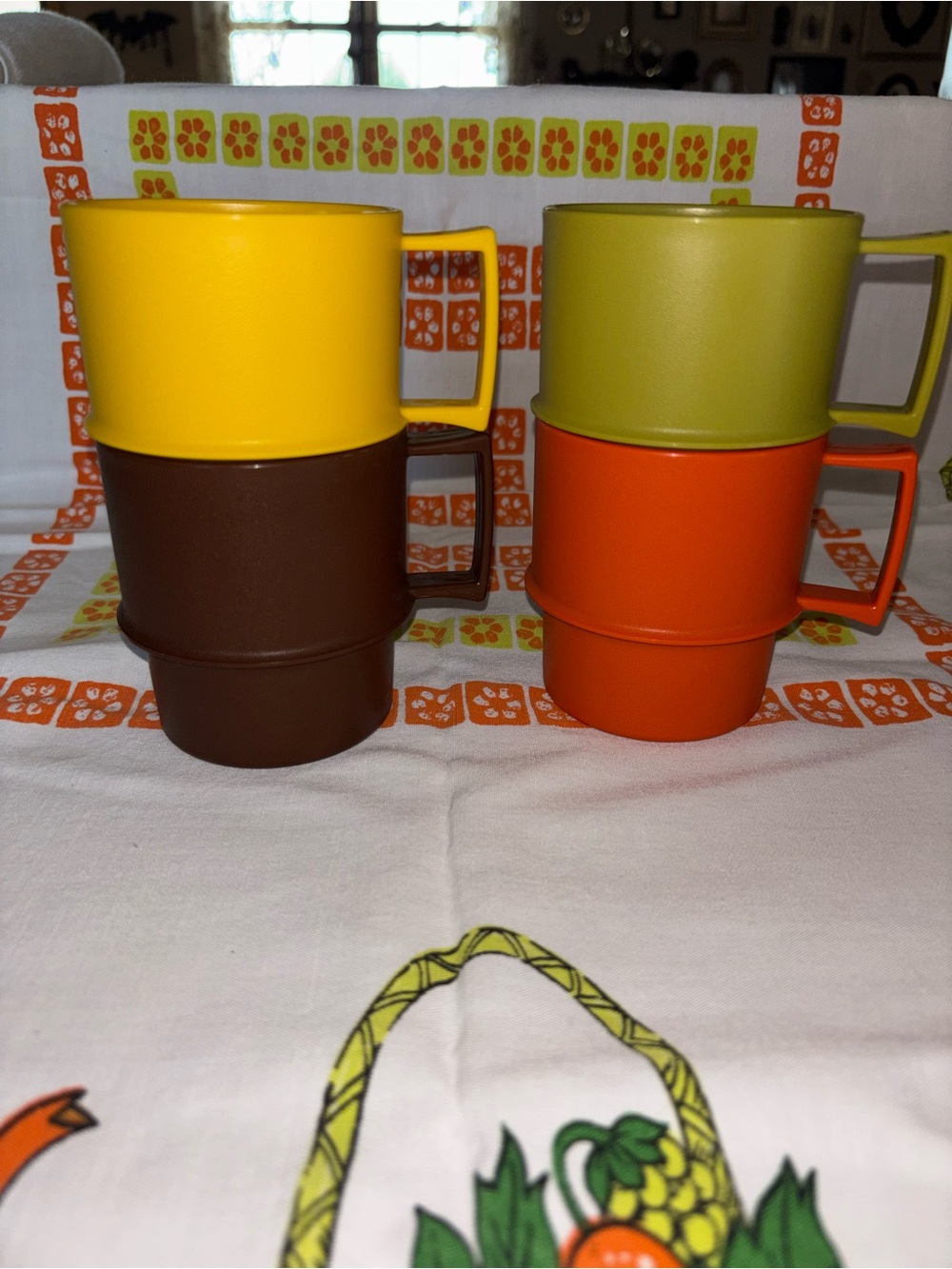 Vintage Tupperware Harvest Stackable Cups Set of 4